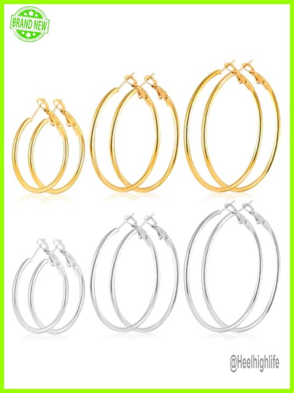 Stainless Steel Hoop Earrings Set 14K Gold Plated Hypoallergenic